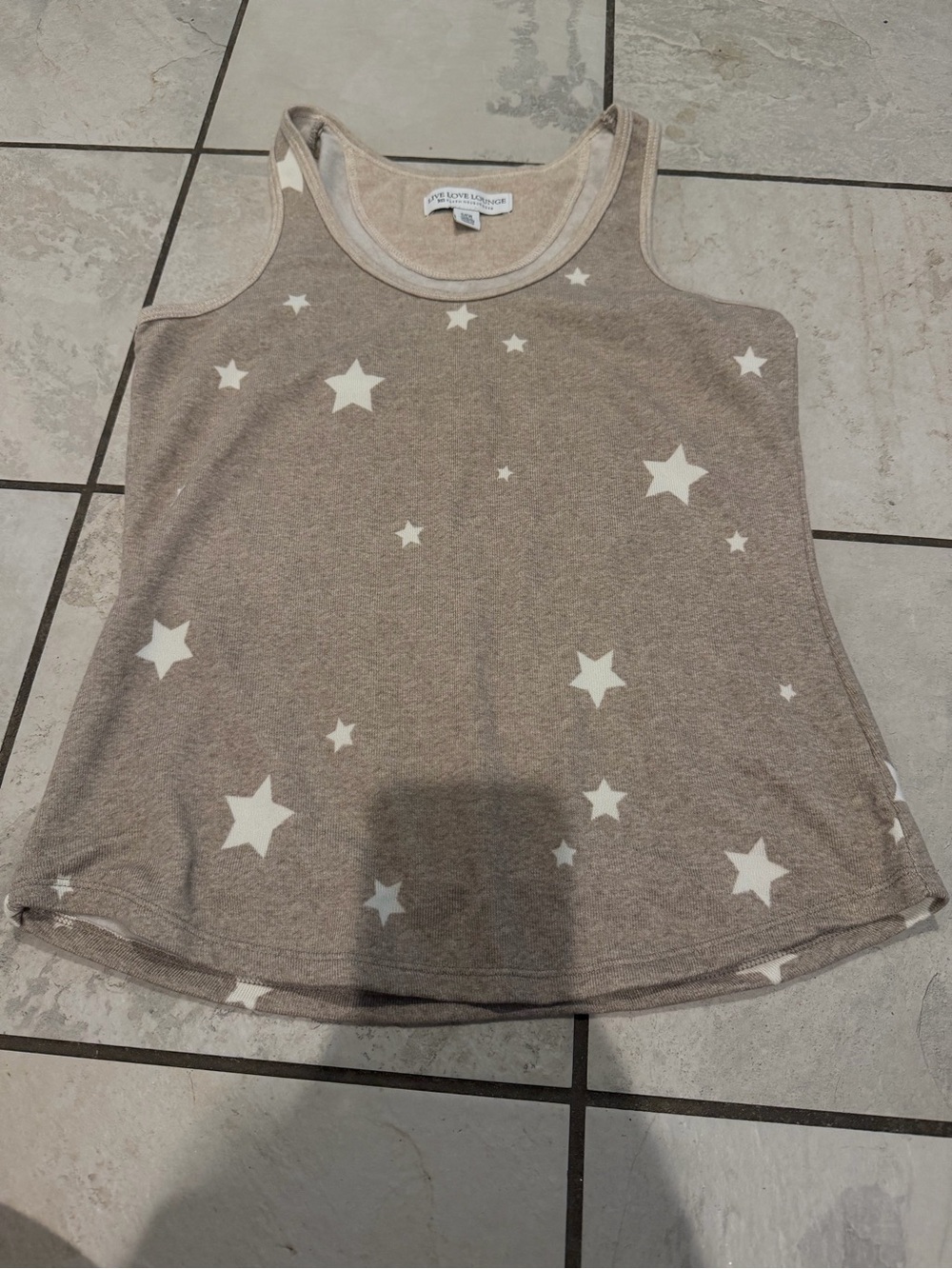 Karen Neuburger Taupe Tank Top with White Star Print